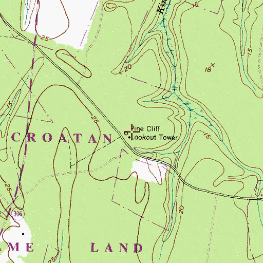 Topographic Map of Pine Cliff Lookout Tower, NC