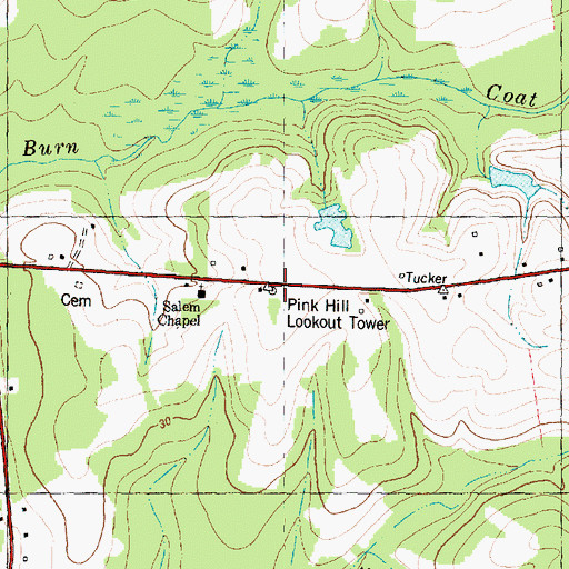 Topographic Map of Pink Hill Lookout Tower, NC