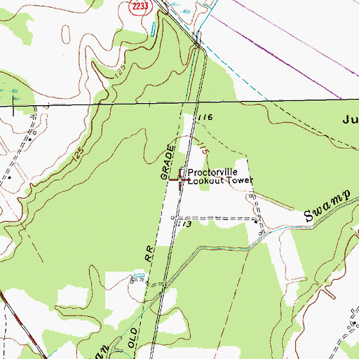 Topographic Map of Proctorville Lookout Tower, NC