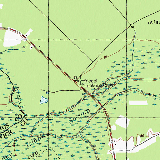 Topographic Map of Riegel Lookout Tower, NC