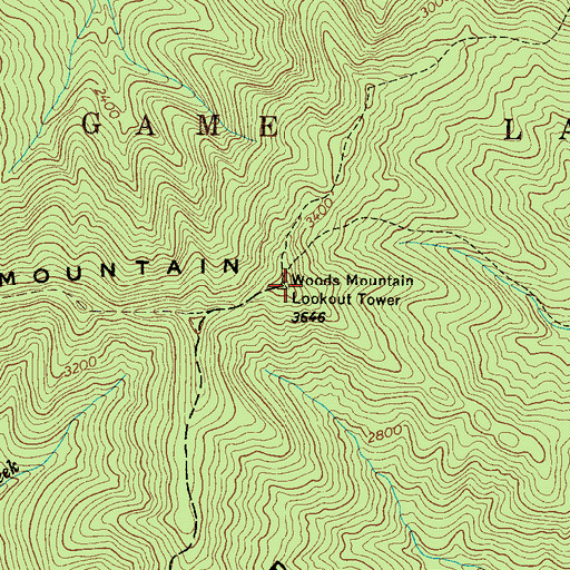 Topographic Map of Woods Mountain Lookout Tower, NC