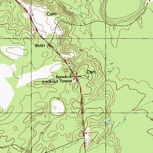 Topographic Map of Newkirk Lookout Tower, NC