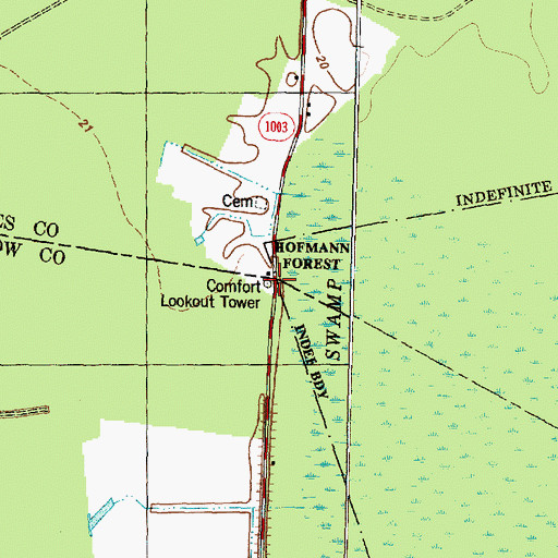 Topographic Map of Comfort Lookout Tower, NC