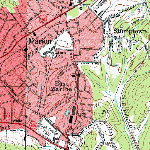 Topographic Map of Nebo Elementary School, NC