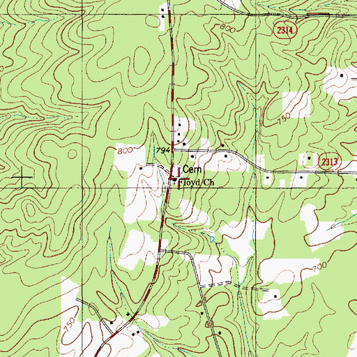 Topographic Map of Floyd Baptist Church, NC