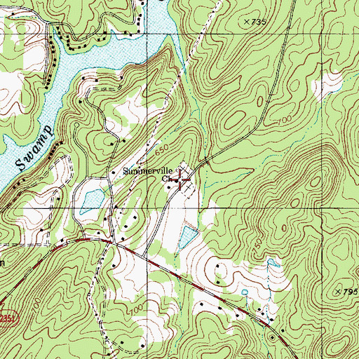 Topographic Map of Summerville Baptist Church, NC