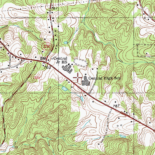 Topographic Map of Central Davidson High School, NC