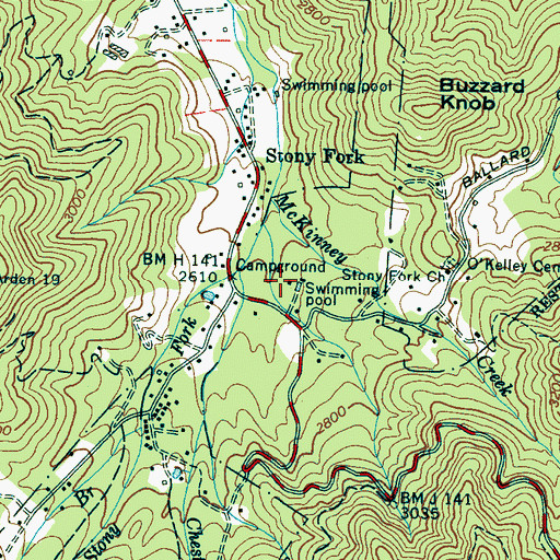 Topographic Map of Stony Fork Recreation Site, NC