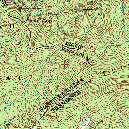 Topographic Map of Flint Gap Trail Shelter, NC