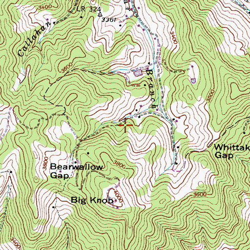 Topographic Map of Big Knob Lookout, NC