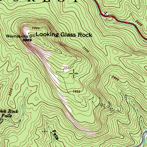 Topographic Map of Looking Glass Rock Scenic Area, NC