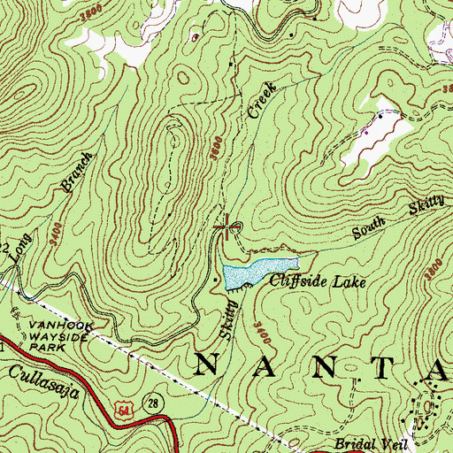 Topographic Map of Cliffside Lake Recreation Site, NC