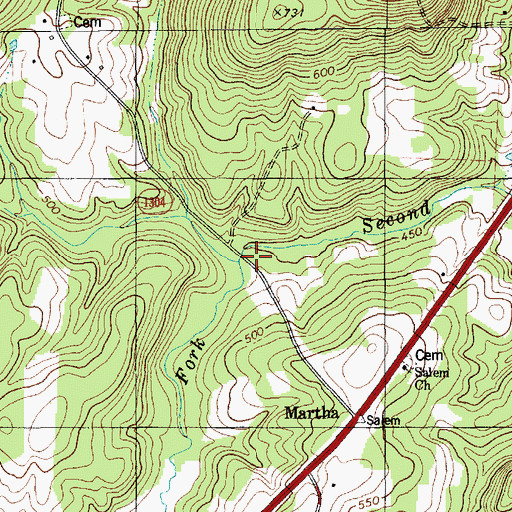Topographic Map of South Fork Second Creek, NC
