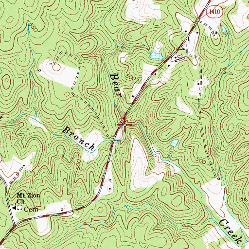 Topographic Map of West Branch Bear Creek, NC