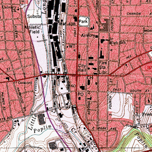 Topographic Map of Albemarle, NC