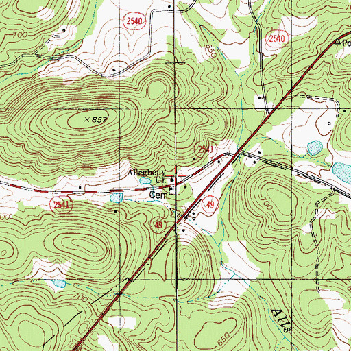 Topographic Map of Alleghany Church, NC