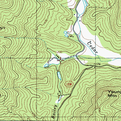 Topographic Map of Bailey Creek, NC