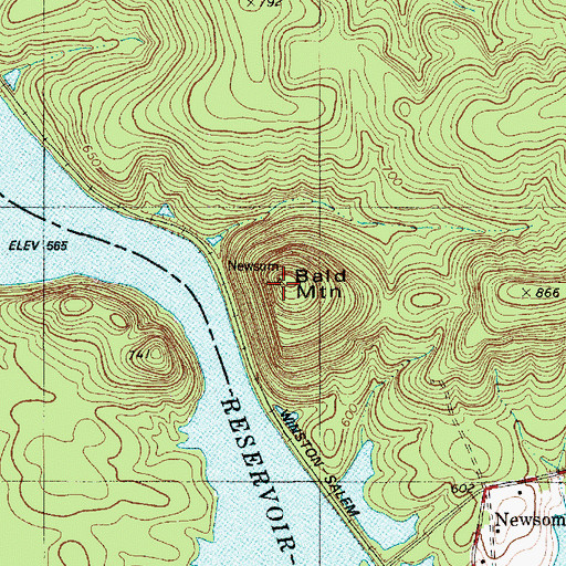 Topographic Map of Bald Mountain, NC