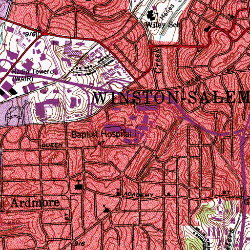 Topographic Map of Wake Forest Baptist Medical Center, NC
