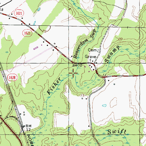 Topographic Map of Beaverdam Swamp, NC