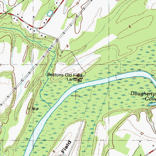 Topographic Map of Bectons Old Field Landing, NC