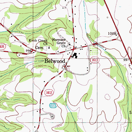 Topographic Map of Belwood, NC