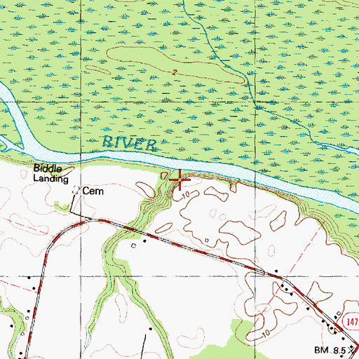 Topographic Map of Biddle Landing, NC