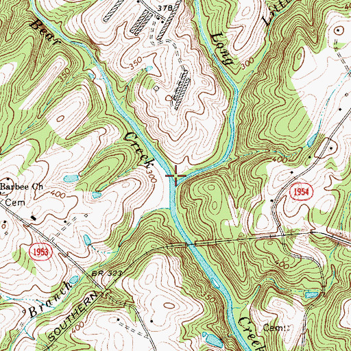 Topographic Map of Big Bear Creek, NC