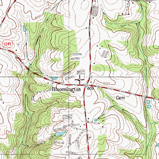 Topographic Map of Bloomington, NC