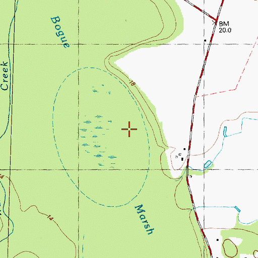 Topographic Map of Bogue Marsh, NC