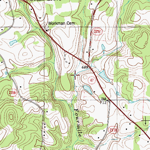 Topographic Map of Boss Branch, NC