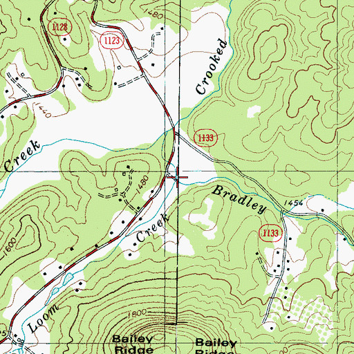 Topographic Map of Bradley Creek, NC