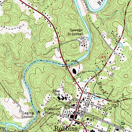 Topographic Map of Buck Branch, NC