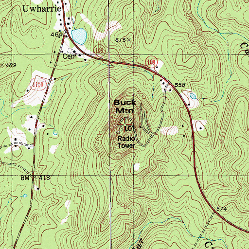 Topographic Map of Buck Mountain, NC