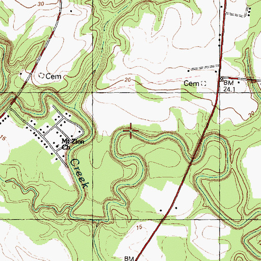 Topographic Map of Bynum Mill Creek, NC