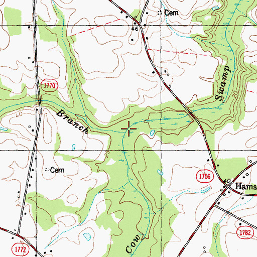 Topographic Map of Cabin Branch, NC