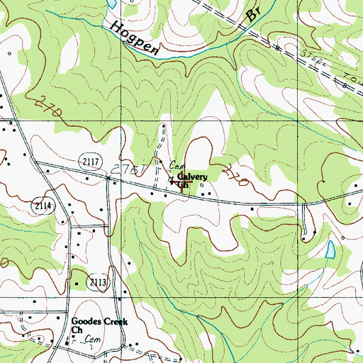 Topographic Map of Calvery Church, NC