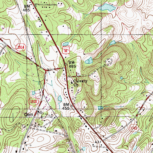 Topographic Map of Calvary Church, NC