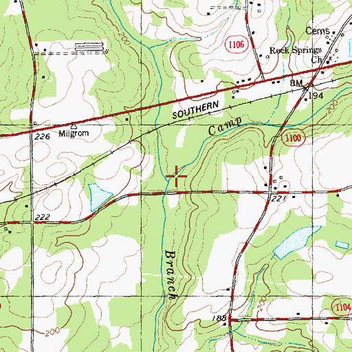 Topographic Map of Camp Branch, NC