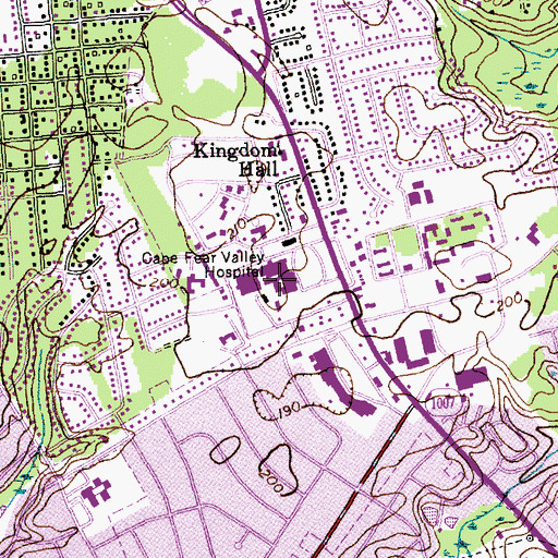 Topographic Map of Cape Fear Valley Medical Center, NC