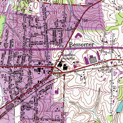 Topographic Map of Carolina Hospital, NC