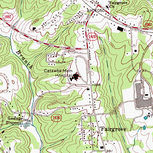 Topographic Map of Catawba Valley Medical Center, NC
