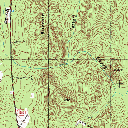 Topographic Map of Cattail Creek, NC