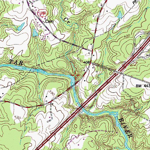 Topographic Map of Cattail Creek, NC