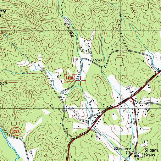 Topographic Map of Cave Creek, NC