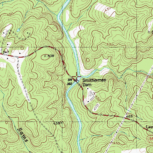 Topographic Map of Cedar Creek, NC
