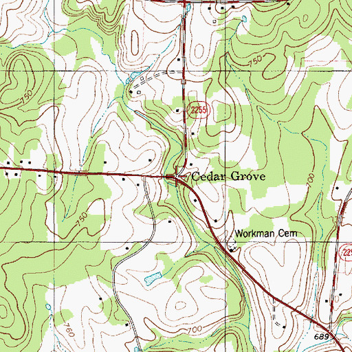 Topographic Map of Cedar Grove, NC