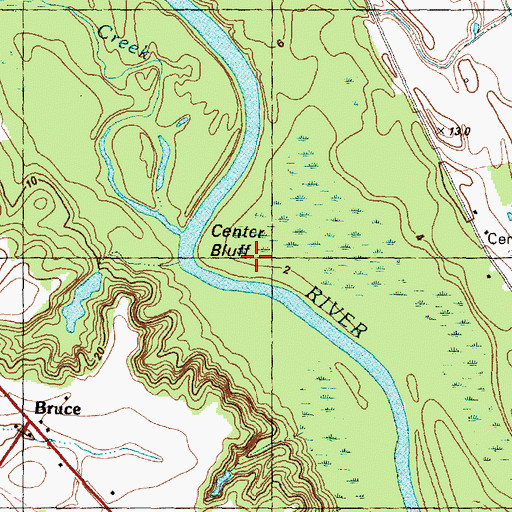 Topographic Map of Center Bluff Landing, NC