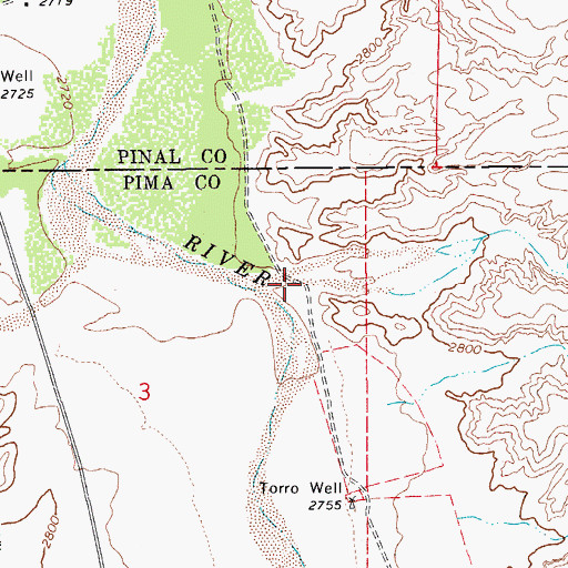Topographic Map of Rhodes Canyon, AZ