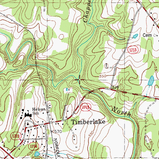 Topographic Map of Chappels Creek, NC